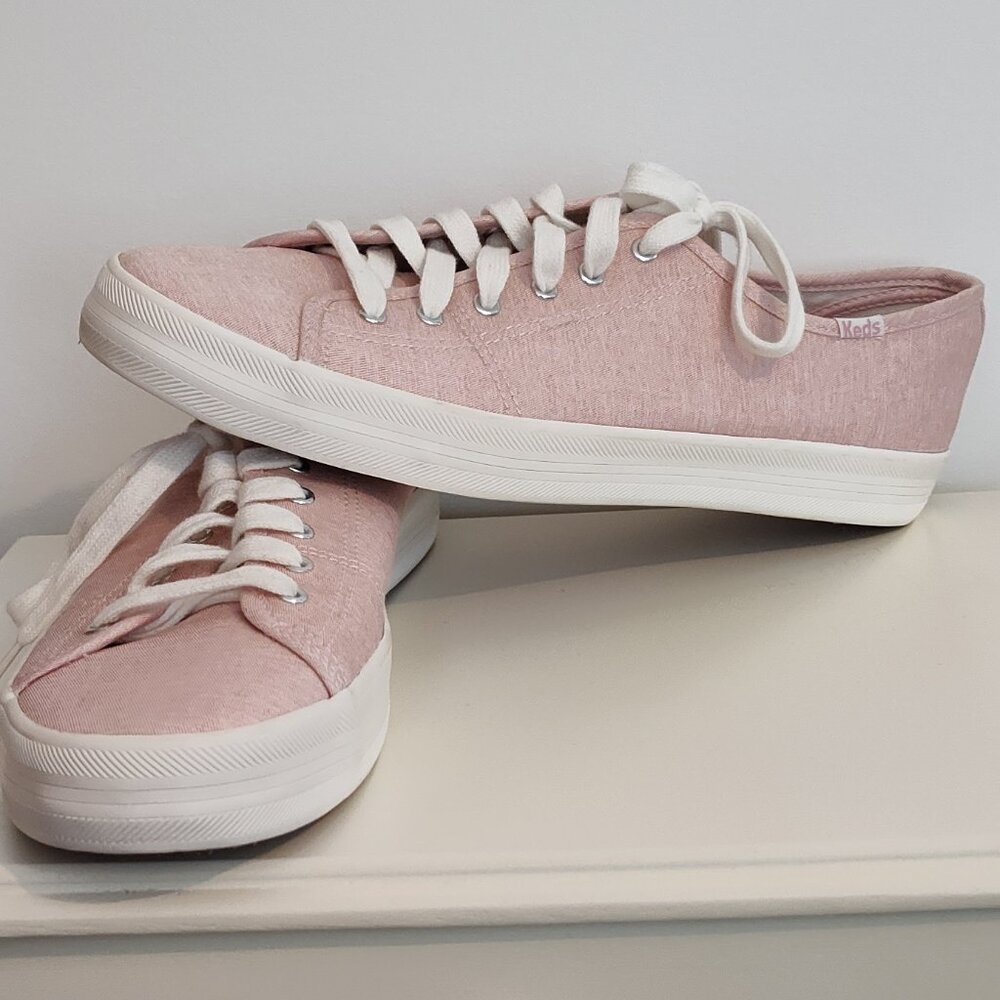 Keds Kickstart Pink chambray sneakers, excellent used condition, size 10
